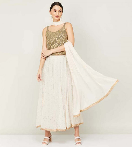 MELANGE Women Embellished Sleeveless Lehenga with Choli and Dupatta